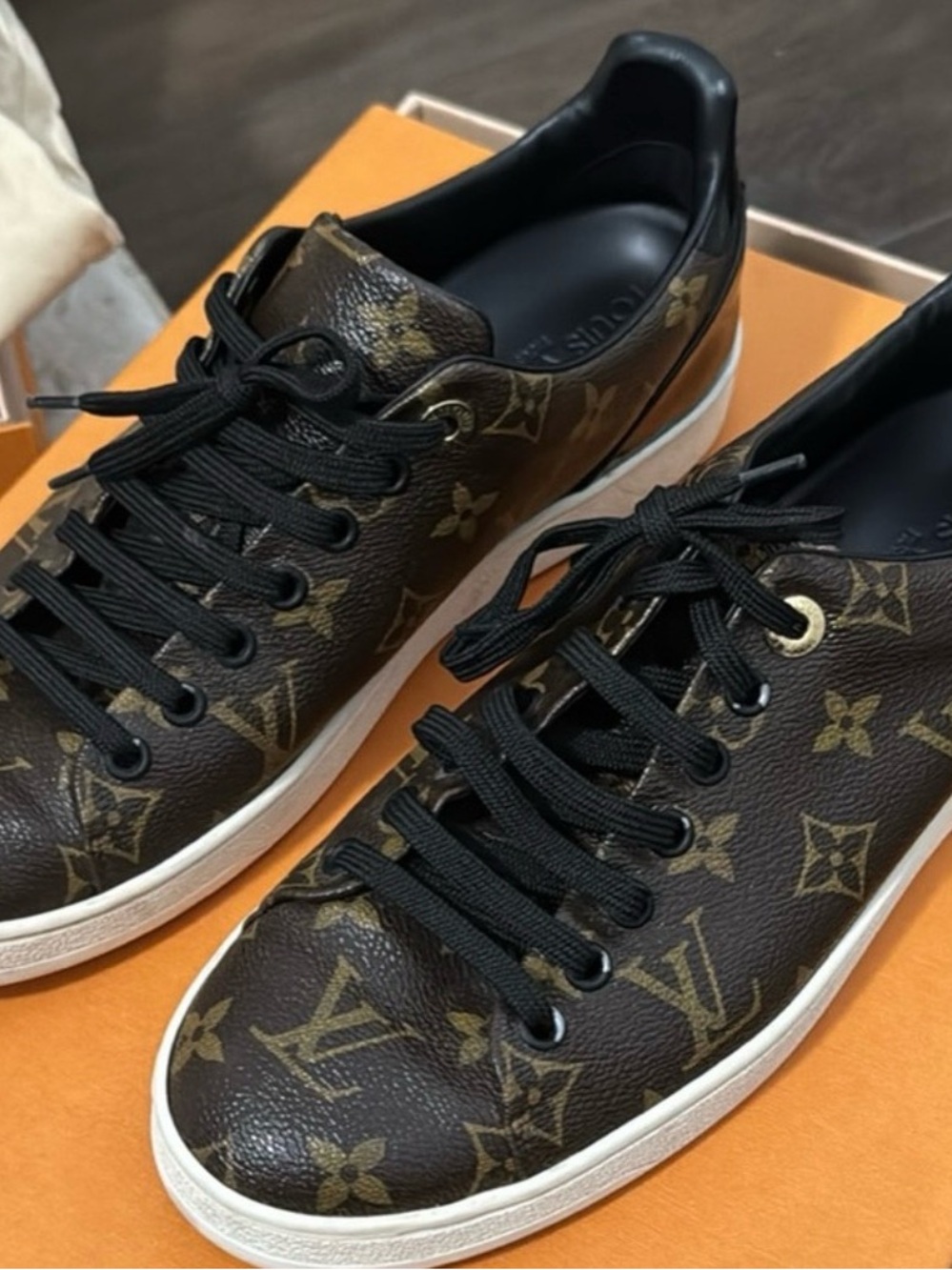 Louis Vuitton Brown Monogram Men’s Low-Top Sneakers with Black Accents